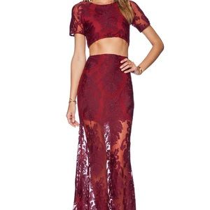 For Love & Lemons Crimson Maxi Skirt & Top Set